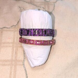 Pink and Purple faux crystal stretch bracelets